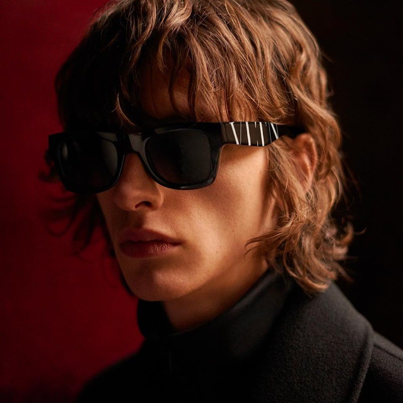 Crimson toned eyewear portrait